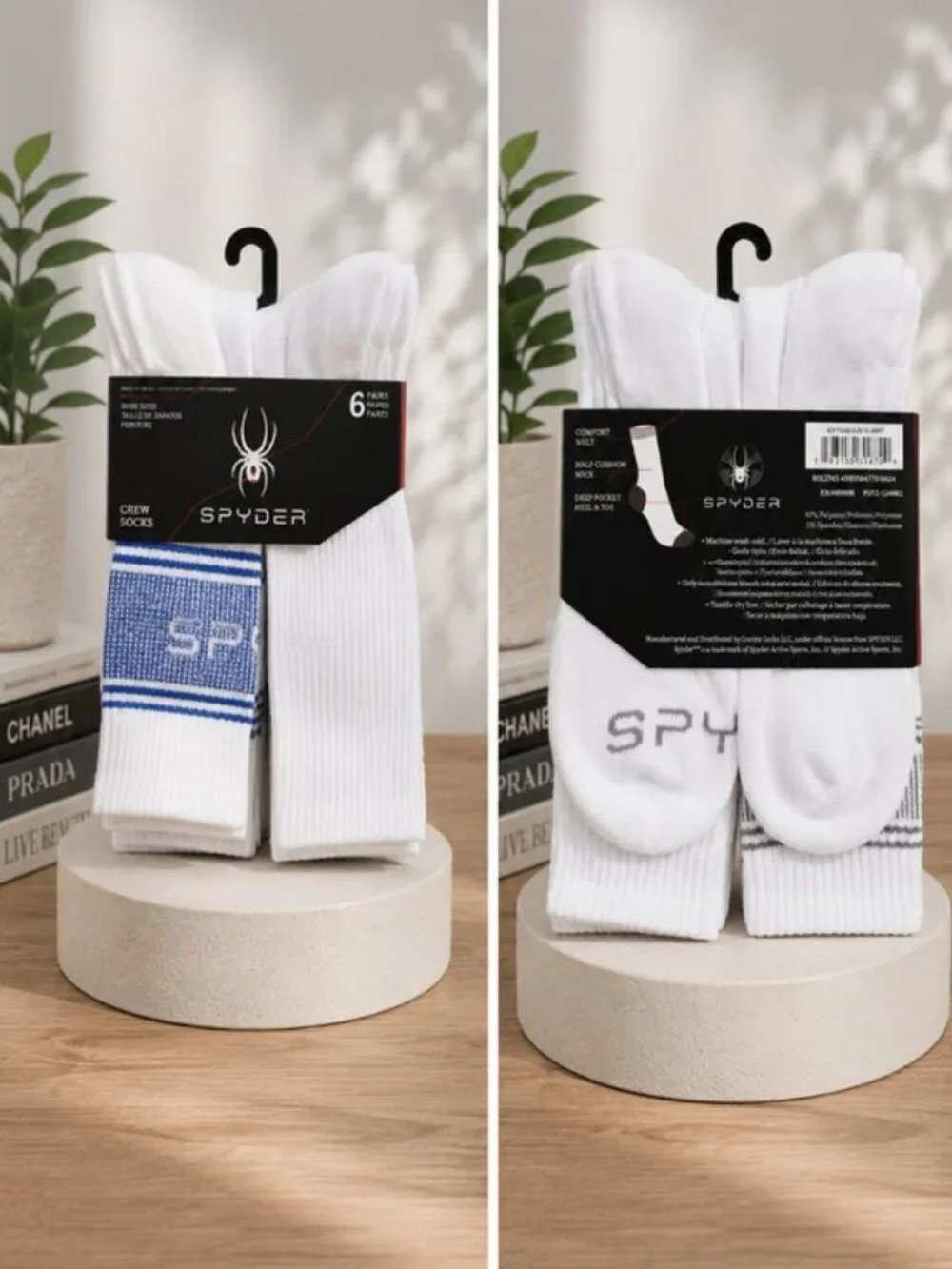 Spyder Men's Crew Socks 6 Pack Multicolor Cushioned Shoe Size 6-12 NIP
